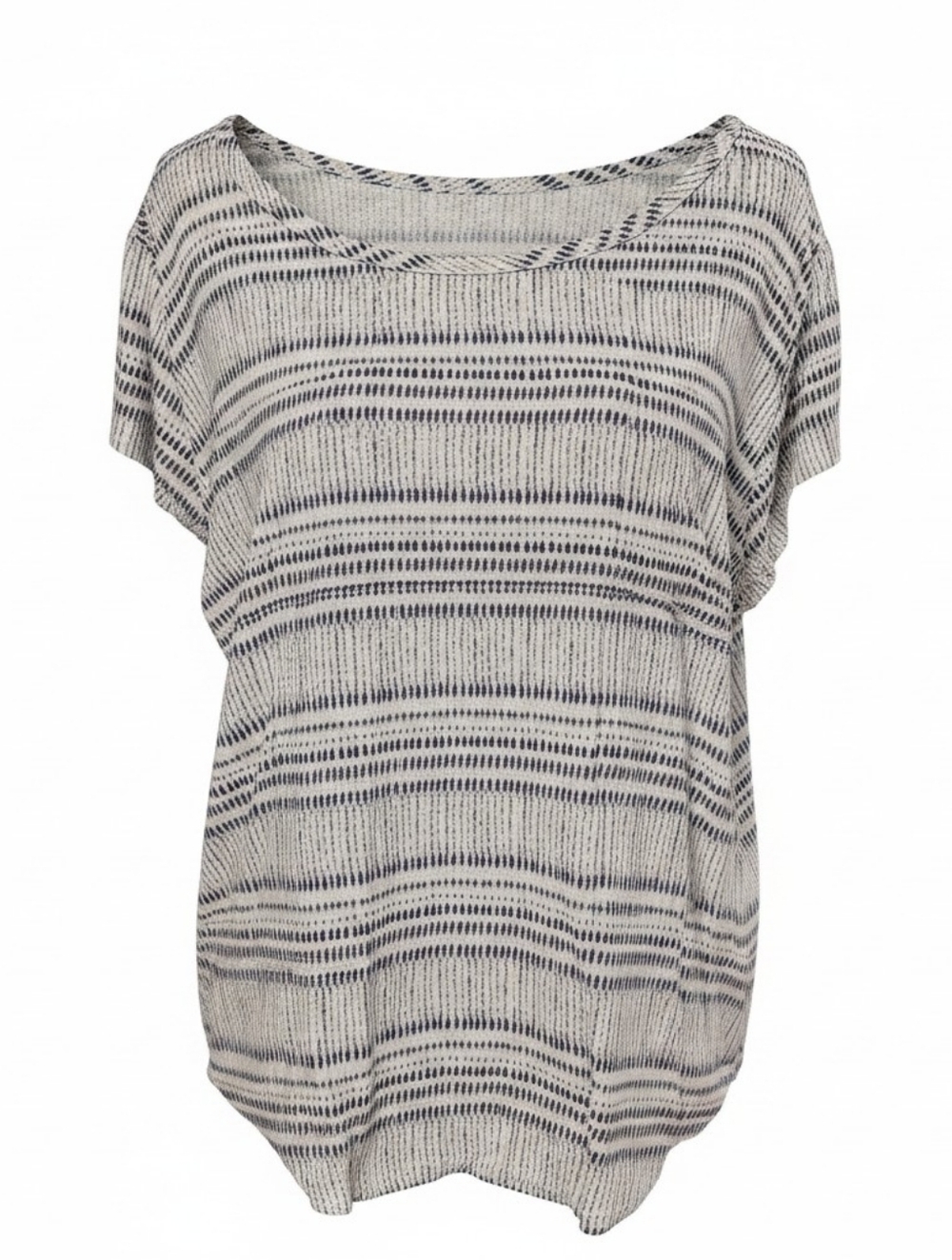 Ann Carson White and Black Asymmetrical Short Sleeve Tunic XL